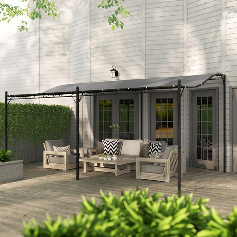 Rootz 3x5m Pergola - Garden Canopy - Outdoor Pavilion - Waterproof Tarpaulin - Metal Frame - 491cm x 298cm x 200/253cm - Stability & Elegance