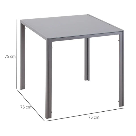 Rootz Dining Table - Kitchen Table - Glass Table - Square Table - Glass Top - Compact Design - Gray - 75L x 75W x 75H cm
