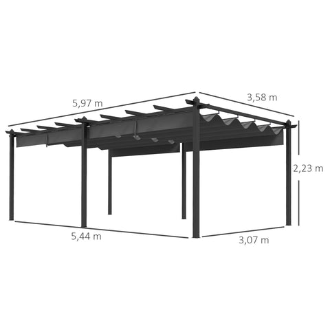 Rootz Sliding Pavilion Pergola - Terrace Shade - Garden Shelter - UV Resistant - 597cm x 358cm x 223cm