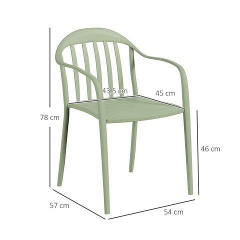 Rootz 4-Piece Garden Chair Set - Outdoor Stacking Chairs - Weatherproof Armchair - UV Resistant - 57cm x 54cm x 78cm