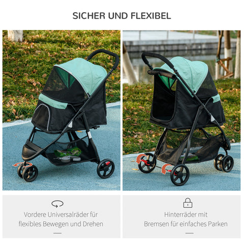 Rootz Pet Buggy Dog Stroller - Foldable Pet Carriage - Dog Pram - Rain Protection - Easy Travel - 80.5L x 51.5W x 100H cm
