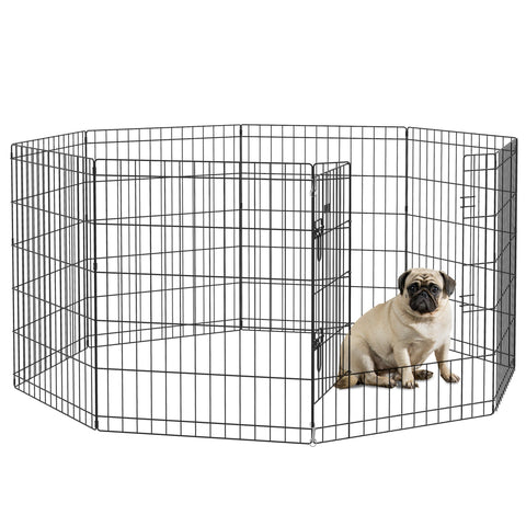 Rootz Pet Playpen for Puppies - Dog Enclosure - Puppy Pen - Secure Door - Metal Wire - 76cm x 61cm Panels