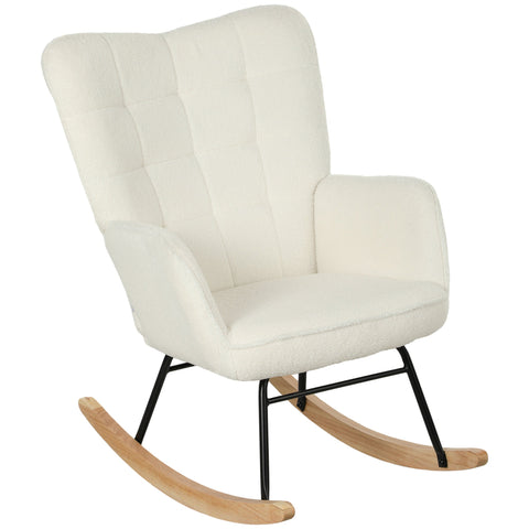 Rootz Rocking Chair Fleece Look - Ergonomic Armchair - Relaxing Chair - Supports Body - 98D x 71W x 101H cm
