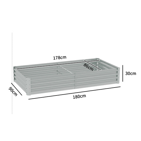 Rootz Steel Raised Garden Bed - Weather-Resistant Planter - Galvanized Steel - Anti-Cut Safe Edge - 180cm x 90cm x 30cm