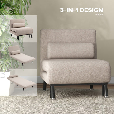 Rootz Folding Relaxation Chair - Armchair Bed - Sofa Bed - Adjustable Backrest - 75cm x 70cm x 75cm - Brown