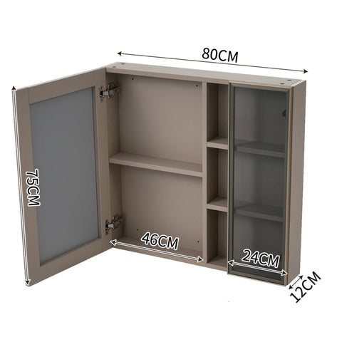 Rootz Mirror Cabinet - Bathroom Storage Unit - Vanity Organizer - Modern Design and Durable MDF - 80cm x 12cm x 75cm