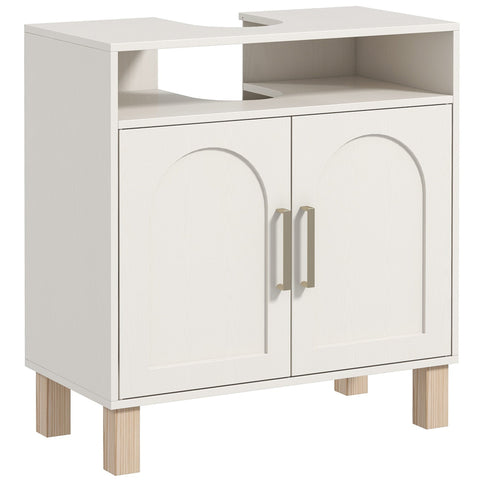 Rootz Bathroom Unit Wash Basin Cabinet - 2 Door Bathroom Storage - Adjustable Shelves - Moisture Resistant - 60x30x63 cm