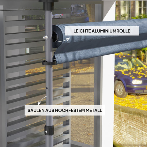 Rootz Klemmmarkise with Hand Crank - Adjustable Joint Arm Awning - Sun Protection - UPF30+ - 350cm x 221-311cm - Grey