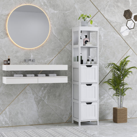 Rootz Bathroom Cabinet - Storage Shelf - Organizer - Water-Repellent MDF - 30cm x 30cm x 142.4cm - Maximize Space & Minimize Disorder