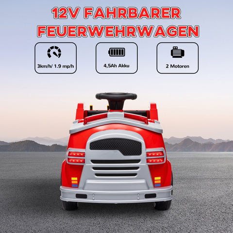 Rootz Electric Children's Fire Engine Car - Kids' Emergency Vehicle - Rescue Tools - Safe Driving - 86cm x 49cm x 52cm