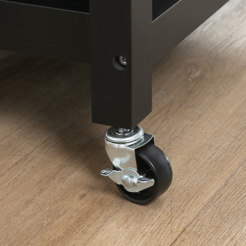 Rootz Kitchen Trolley with Wheels - Serving Trolley - Storage Cart - Easy Mobility - 69W x 48D x 89H cm