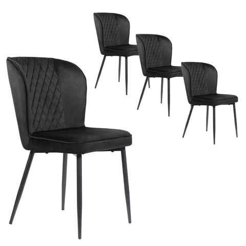 Rootz Velvet Dining Chair - Modern Upholstered Seat - Padded Seating - Exceptional Comfort - 47L x 43W x 86H cm