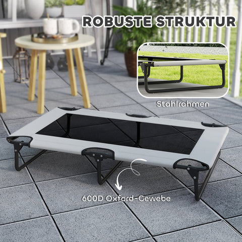 Rootz Portable Elevated Dog Bed - Raised Pet Lounger - Breathable Mesh Bed - Moisture-Repellent Comfort - 107cm x 61cm x 20cm
