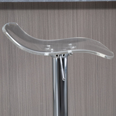 Rootz Set of 2 Bar Stools - Counter Stools - Acrylic Seats - Height Adjustable - 39x39x67-87cm - 360° Rotatable - Chrome Frame