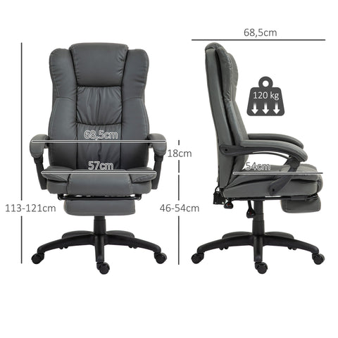 Rootz Adjustable Swivel Chair - Office Chair - Ergonomic Recliner - Massage Function - Faux Leather - 68.5x68.5x113-121cm