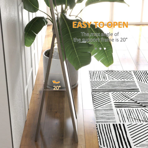 Rootz Standing Mirror - Including Wall Mounting - Floor Mirror - Wood Look - Wall Mirror - Framed Mirror - MDF-glass - Gray - 37 cm x 40 cm x 155 cm