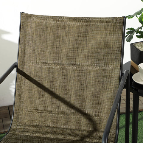 Rootz Garden Chair Set of 2 - Outdoor Seating - Patio Chairs - Breathable Cover - Robust Metal Frame - 54cm x 66.5cm x 88cm - Black/Brown