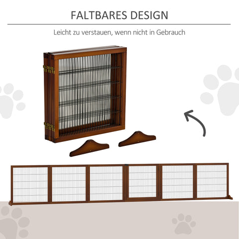 Rootz Folding Dog Barrier - Pet Gate - Wooden Pet Fence - Stylish Design - 432cm x 36cm x 70cm