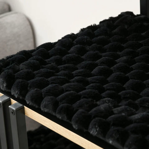 Rootz Scratching Post - Industrial Design - 2 Platforms - 2 Cushions - Scratching Wall - Steel Frame - Black - 85 x 48 x 128 cm