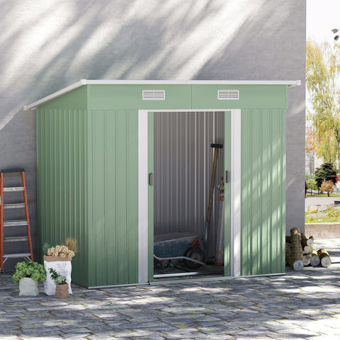Rootz Equipment Shed - Garden Storage - Metal Device House - Outdoor Organizer - 2.3 m² - 207 x 130 x 182 cm - Green