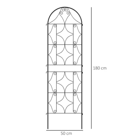 Rootz Climbing Plant Support - Garden Trellis - Metal Plant Grid - Enhances Privacy - 50 x 180 cm Black