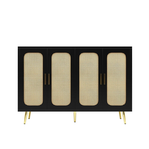 Rootz Rattan Storage Cabinet - Sidewall Cabinet - Elegant Furniture - Anti-Tip Design - 120L x 30W x 89H cm