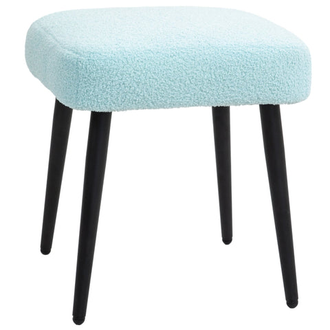 Rootz Stool with Cashmere-Look Fabric - Footrest - Steel Legs - Light Blue - 42cm x 42cm x 47cm