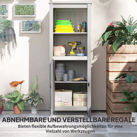 Rootz Garden Shed - Outdoor Storage Cabinet - Wooden Tool Shelter - Slim Design - Fir Wood - 60cm x 60cm x 160cm