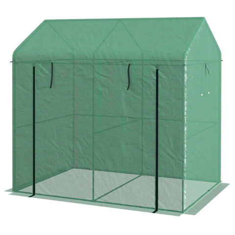 Rootz Greenhouse - Walk-in Garden Grow House - Cold Frame - Weather Resistant - Roll Up Door - Green - 200 x 200 x 140cm