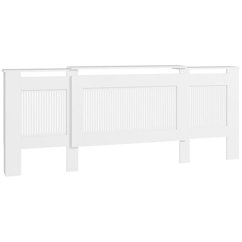 Rootz Radiator Cladding - Heating Cover - Shield - Optimal Heat Flow - Adjustable 125-201cm x 19cm x 81.5cm - MDF White Finish