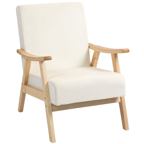 Rootz Upholstery Chair - Lounge Chair - Armchair - Luxurious Comfort with Foam Padding - White - 65cm x 80cm x 83cm