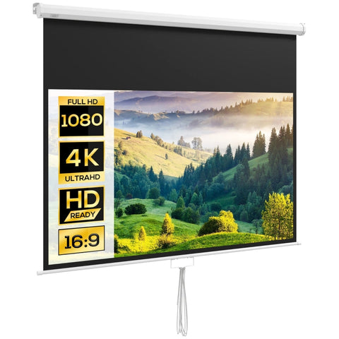 Rootz Projector Screen with Stand - 80 Inch - Wrinkle-Resistant - Wide Viewing Angle - Wall/Ceiling Mount - 172cm x 96cm - 16:9