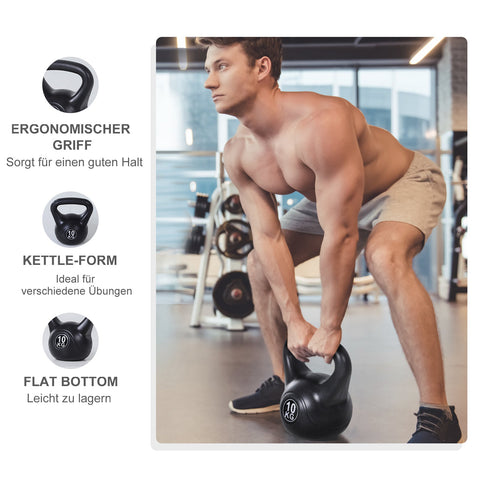 Rootz Kettlebell Dumbbell 10kg - Heavyweight Fitness Tool - Strength Training Equipment - Sand Filled - 25cm x 19cm x 28cm - Black