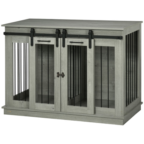 Rootz Dog Cage - Dog Box - Transport Box for Dogs - Lockable - 120L x 60B x 88.5H cm - Easy to Clean - Flexible Design - Rustic Grey