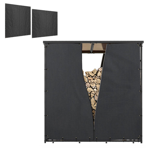Rootz Firewood Rack Cover Set - Firewood Holder - Protective Cover - 600D Oxford Polyester - Weatherproof - 176cm x 175cm x 163cm