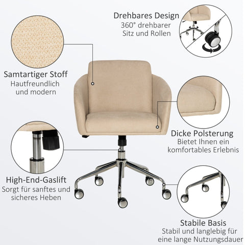 Rootz Vinsetto Office Chair - Ergonomic Chair - Adjustable Chair - Stylish Design - Thick Padding - Soft Fabric - 64cm x 63.5cm x 90.8cm