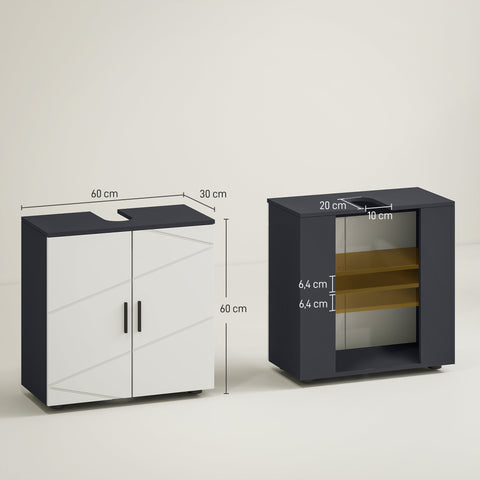 Rootz Bathroom Dresser - Wash Basin Unit - Bathroom Cabinet - Extra Storage - Grey - 60cm x 30cm x 60cm