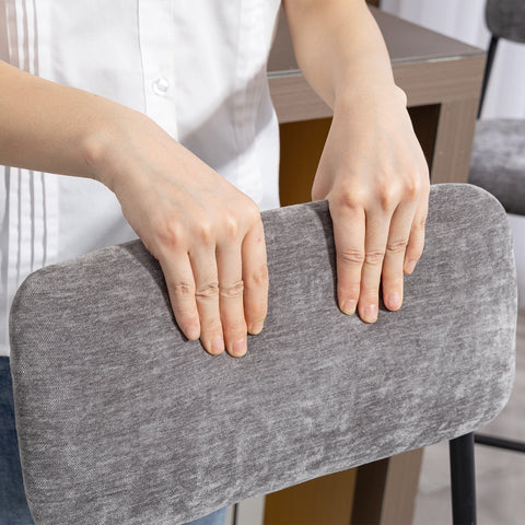 Rootz Set of 2 Bar Chairs – Padded High Chairs – Kitchen Stools – Counter Seating – Ultimate Comfort – 45.5x48x101cm – Grey Fabric, Steel Frame, Ergonomic Backrest