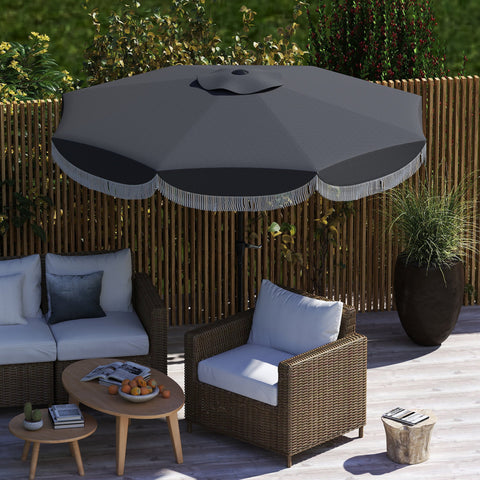 Rootz Ø269cm Parasol - Garden Sunshade - Balcony Screen - UPF 30+ UV Protection - Ø2.69m x 2.38m - Grey