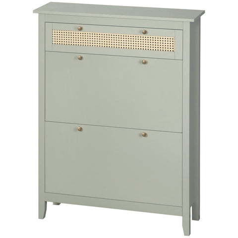 Rootz Shoe Cabinet - Boho-Chic Storage - Rattan Style - Adjustable Shelves - 88cm x 30cm x 120cm