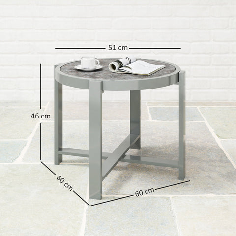 Rootz Round Garden Table - Balcony Table - Outdoor Side Table - Weatherproof & Rust Resistant - 60cm x 60cm x 46cm