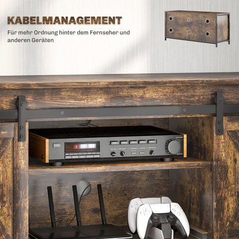 Rootz TV Lowboard - TV Stand - Media Console - 6 Compartments - For 60" TVs - 120cm x 40cm x 54cm - Rustic Industrial Design