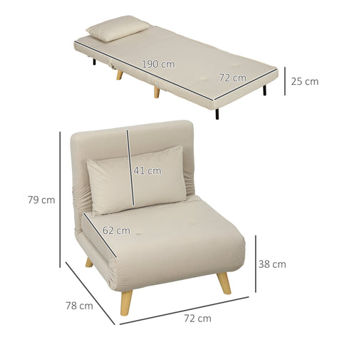 Rootz Folding Armchair Bed - Recliner - Velvet Sofa - Adjustable Backrest - Up to 120 kg - 72cm x 78cm x 79cm