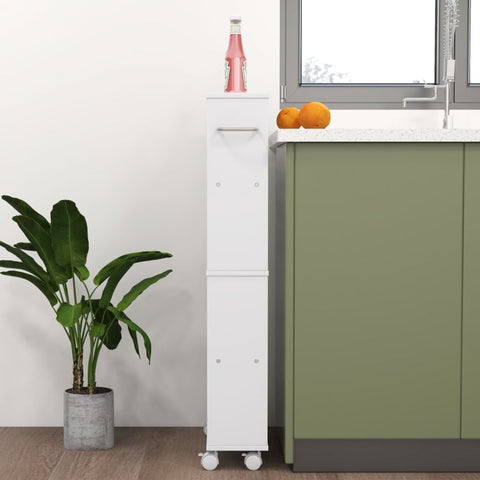 Rootz Side Trolley with Wheels - Kitchen Cart - Mobile Storage - 360° Wheels & Locking - 45W x 15D x 91H cm