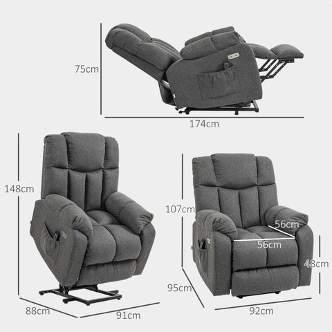 Rootz Electric Recliner TV Armchair - Chair - Cinema Seat - Enhances Comfort - 92cm x 95cm x 107cm - USB Ports Included