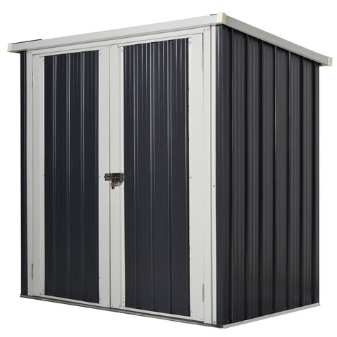 Rootz Garden Shed - Tool Shed - Garbage Shelter - Lockable Doors - Durable Steel - 147L x 86W x 134H cm - Black and White