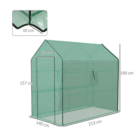 Rootz Greenhouse Cover - Replacement Tarpaulin - Weather Resistant - UV Resistant -  Green - 140 x 213 x 190 cm