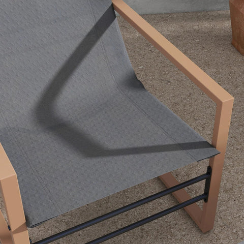 Rootz Garden Chair - Patio Chair with Stool - Weatherproof - Mesh Cover - Metal Frame - Terrace - Hallway - Living Room - Brown - 66W x 88D x 95H cm