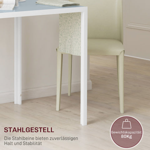 Rootz Square Dining Table for 4 - Kitchen - Dining Room - Tempered Glass Top - 75cm x 75cm x 75cm - Modern Style