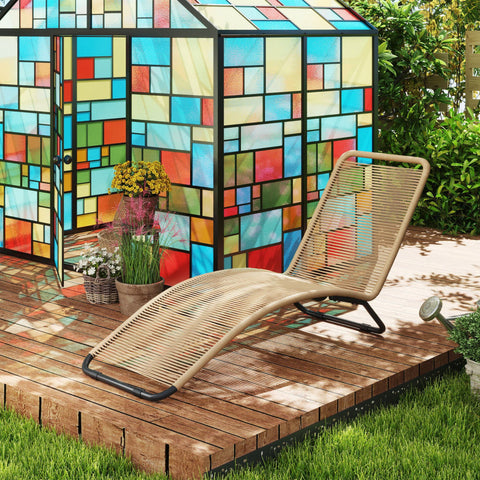 Rootz Rattan Sun Lounger - S-Shaped Deck Chair - Outdoor Mesh Chaise - Comfort & Style - 176cm x 58cm x 82cm